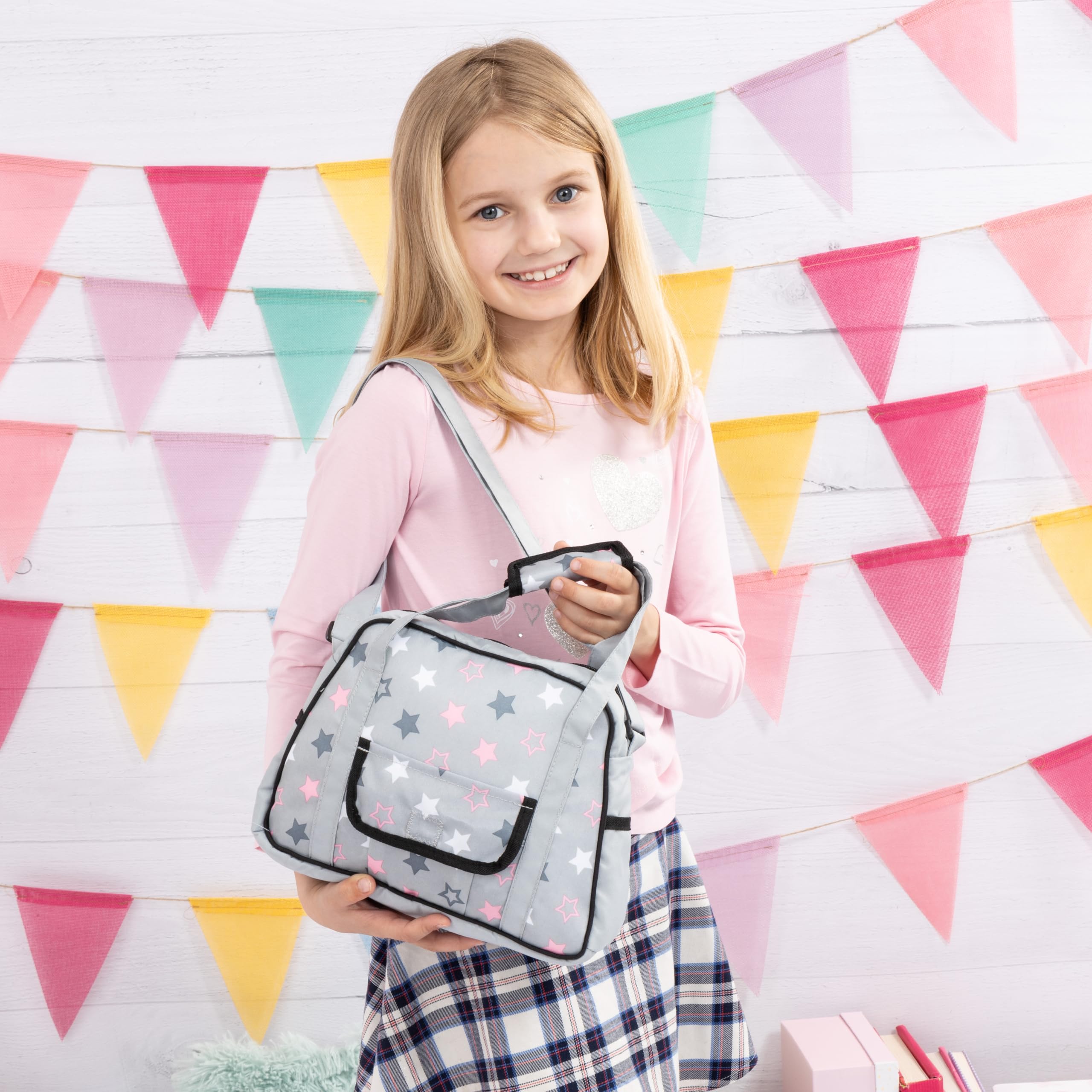 Bayer Design 69007AA Wickeltasche für Puppen, Winkelunterlage, Stoffwindel, Puppenzubehör, Tasche, Grau