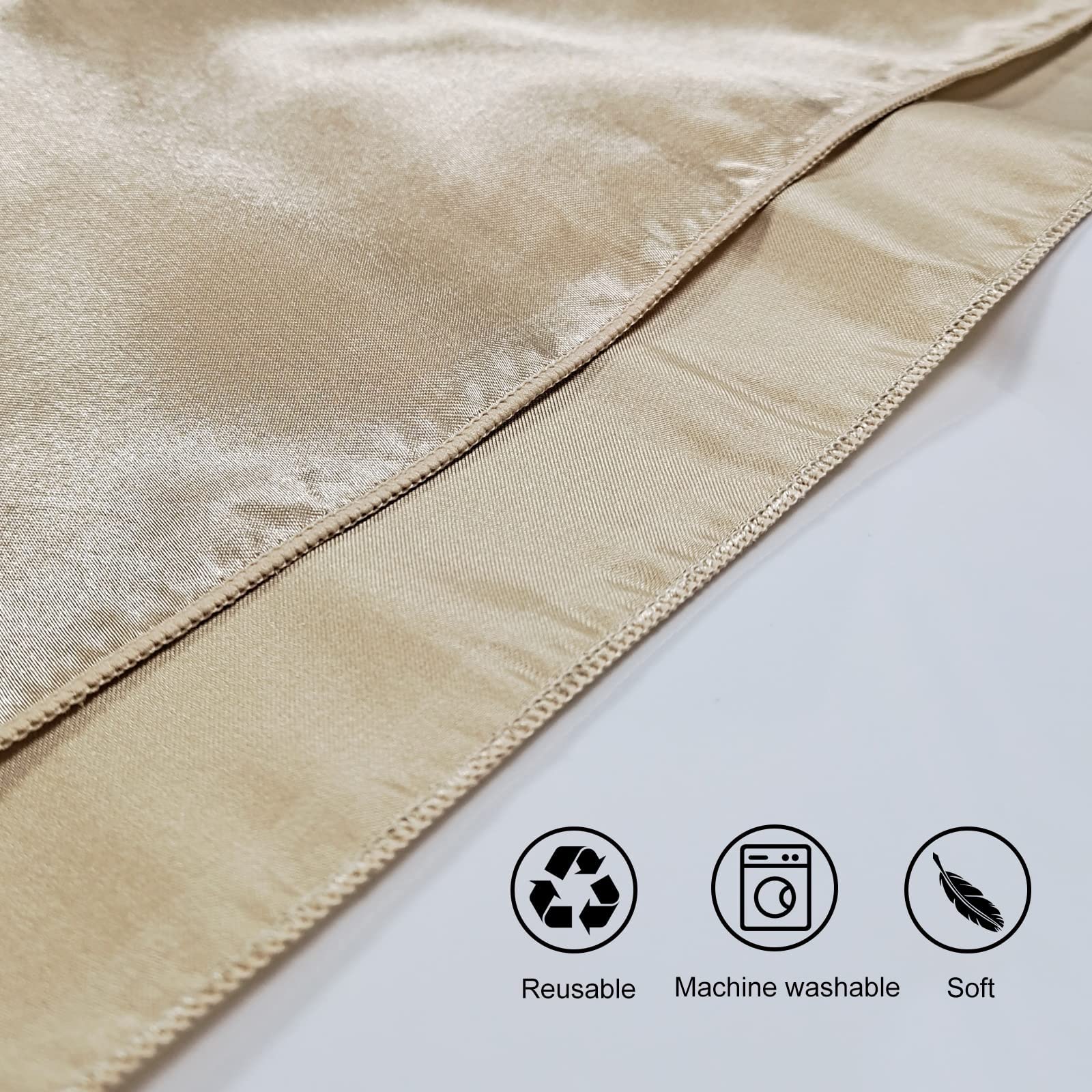 Set Di 12 Tovaglioli In Raso Dorato 50x50 Cm - Lavabili E Riutilizzabili Per Matrimoni E Eventi