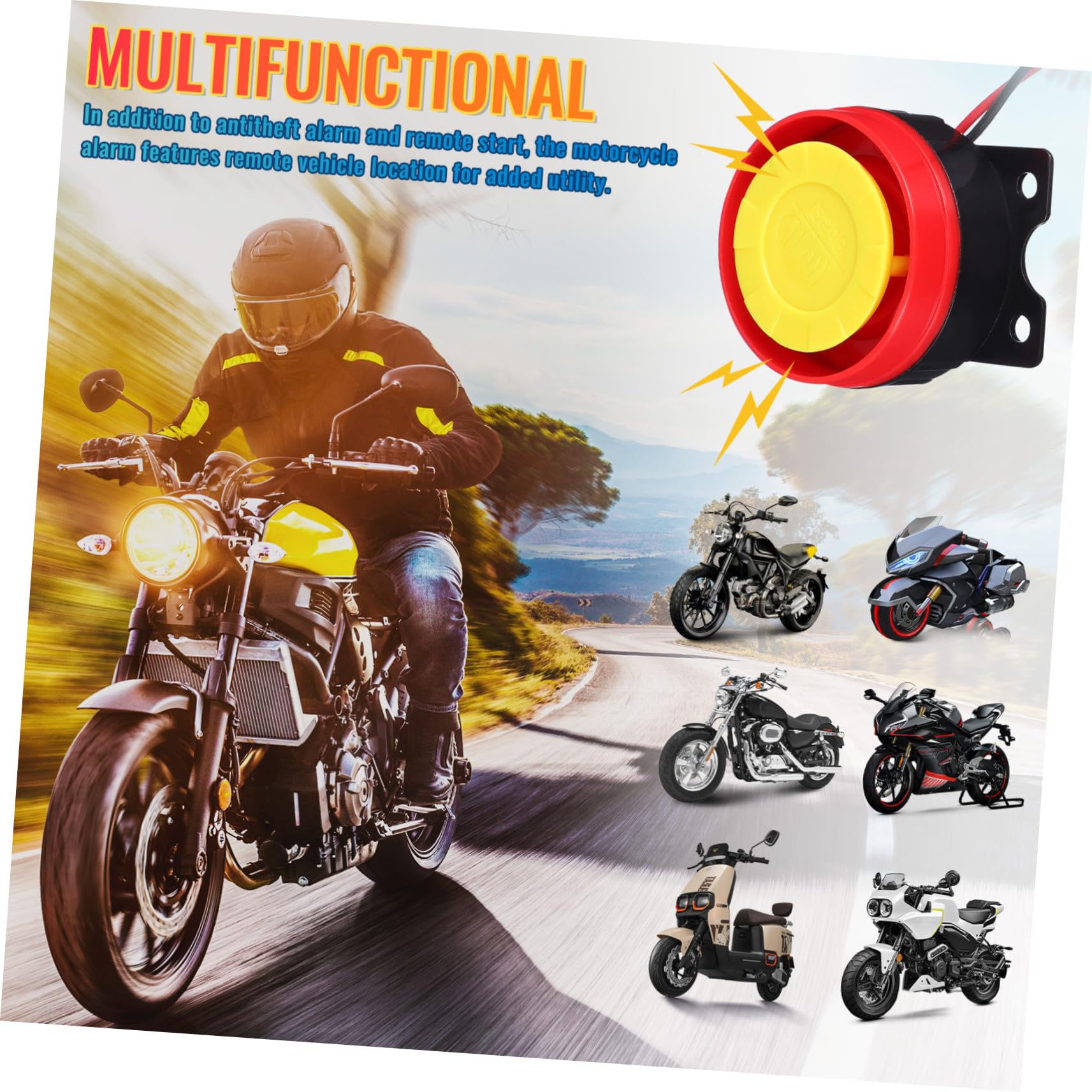 Allarme Antifurto Moto 315mhz Abs con Avvio Remoto | Scooter e Motociclette, Nero, Batteria Inclusa e Telecomando, Quiescente ≤3, 5