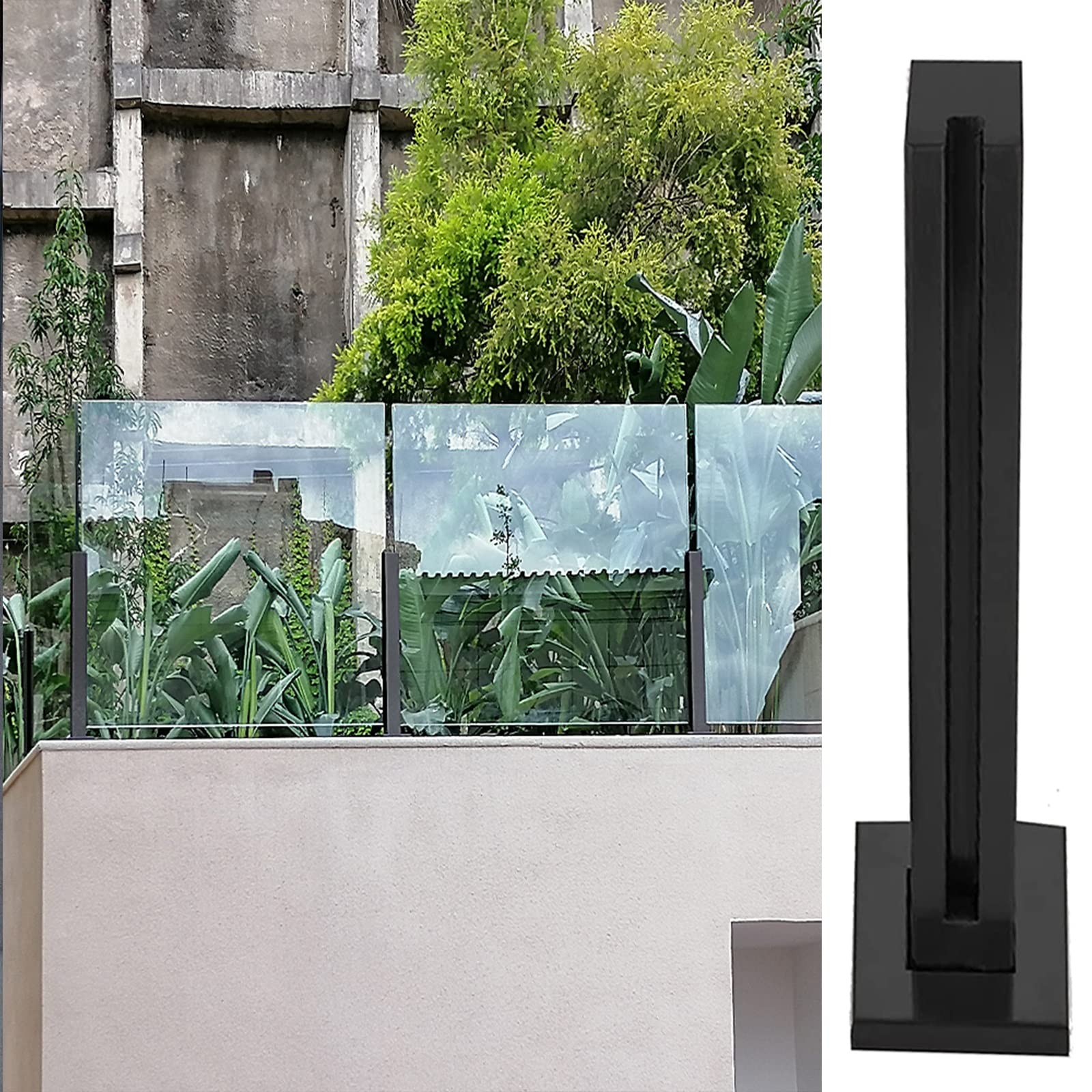 Balaustradas Barandilla de escalera con vista clara para jardín para una casa moderna, postes de esquina de columna central de acero inoxidable, cerca de poste final (poste final de 95 cm/37,5 pulgada