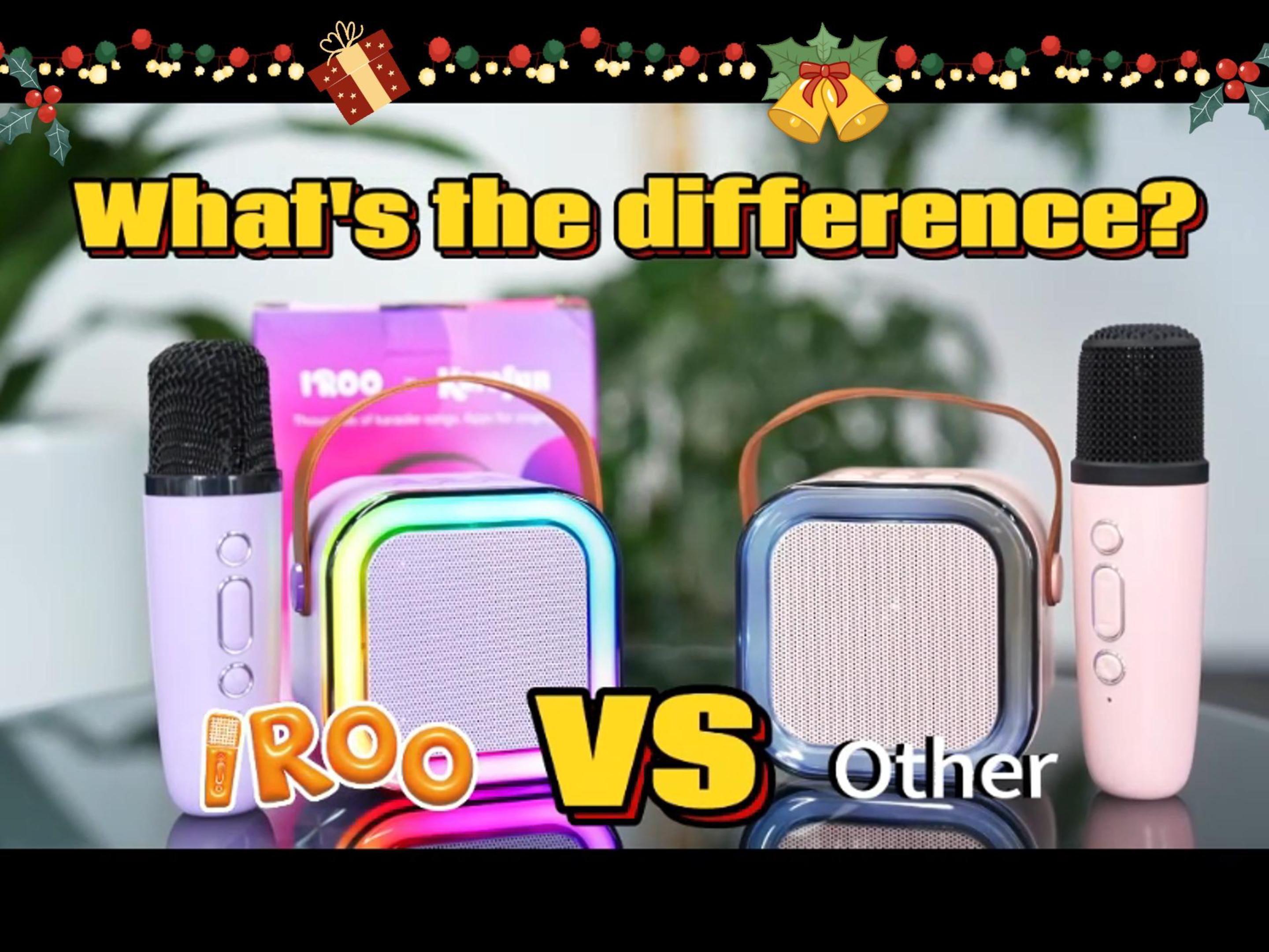 IROO Mini Karaoke Machine for Kids, 2026 TOP Toys Birthday Gifts Ideas for Girls Ages 4, 5, 6, 7, 8, 9, 10, 12+ Years Old, Portable MP3 Player with 2 Wireless Mics for Family Home Party