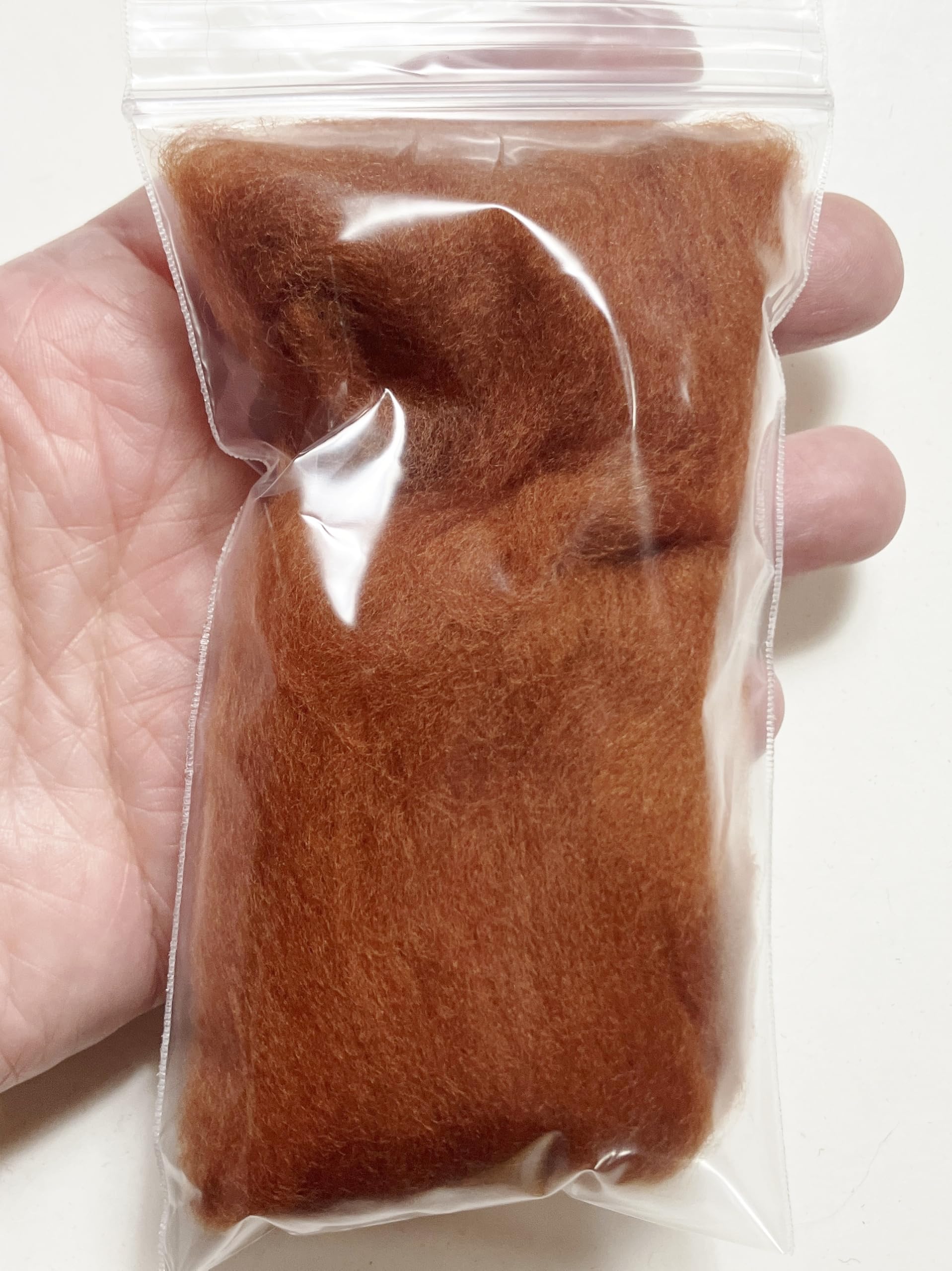 LM092-005 MOREZMORE Wool Roving for Needle Felting 5g Leather Orange Brown Merino 100% Wool Fine Grade