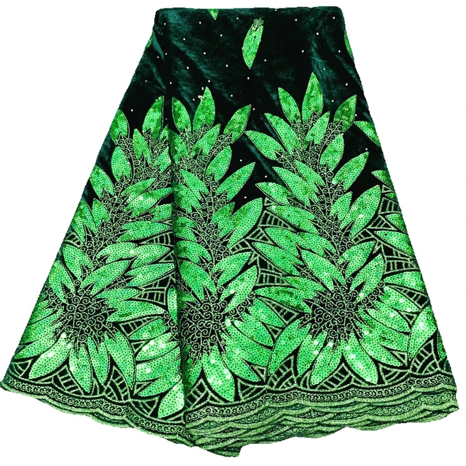 Embroidery Sequins Lace African Fabric Velvet Lace Sequins Embroidered Fabric for Sewing Quilting 5 Yards Multicolor(7)