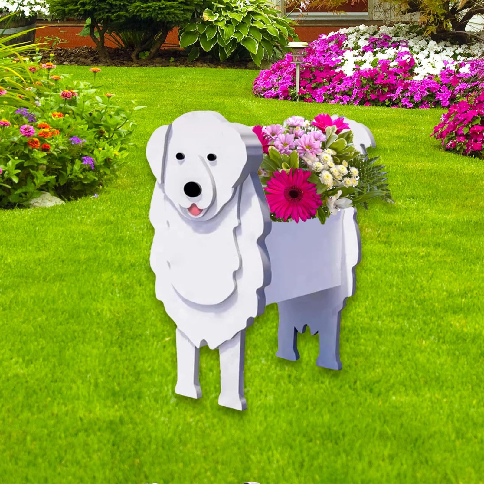 strolfay Great Pyrenees Dog Planter Plant Pots,Cute Dog Flower Planter,Gifts for Pet Lovers,Unique Animal Plant Pots,Office,Indoor Outdoor Garden Decor(9.45 * 6.02 * 13.39in)