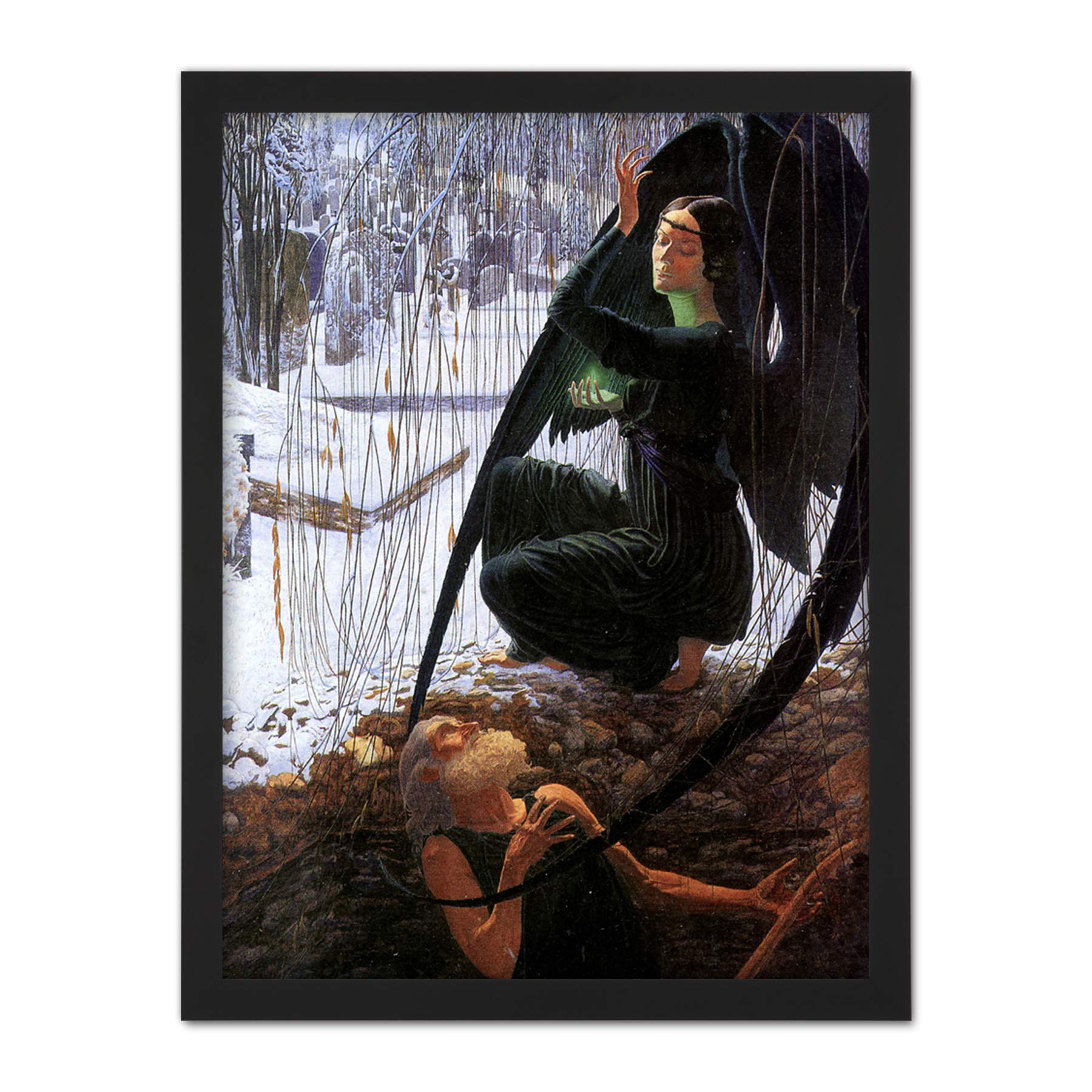 Artery8 Schwabe Death And Gravedigger Painting Artwork Framed Wall Art Print 18X24 Inch