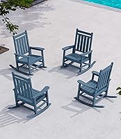 Vista 26 de SERWALL - Juego de 2 sillas mecedoras de exterior de gran tamaño, balancín de HDPE para adultos, sillas mecedoras de patio para porche, Aruba