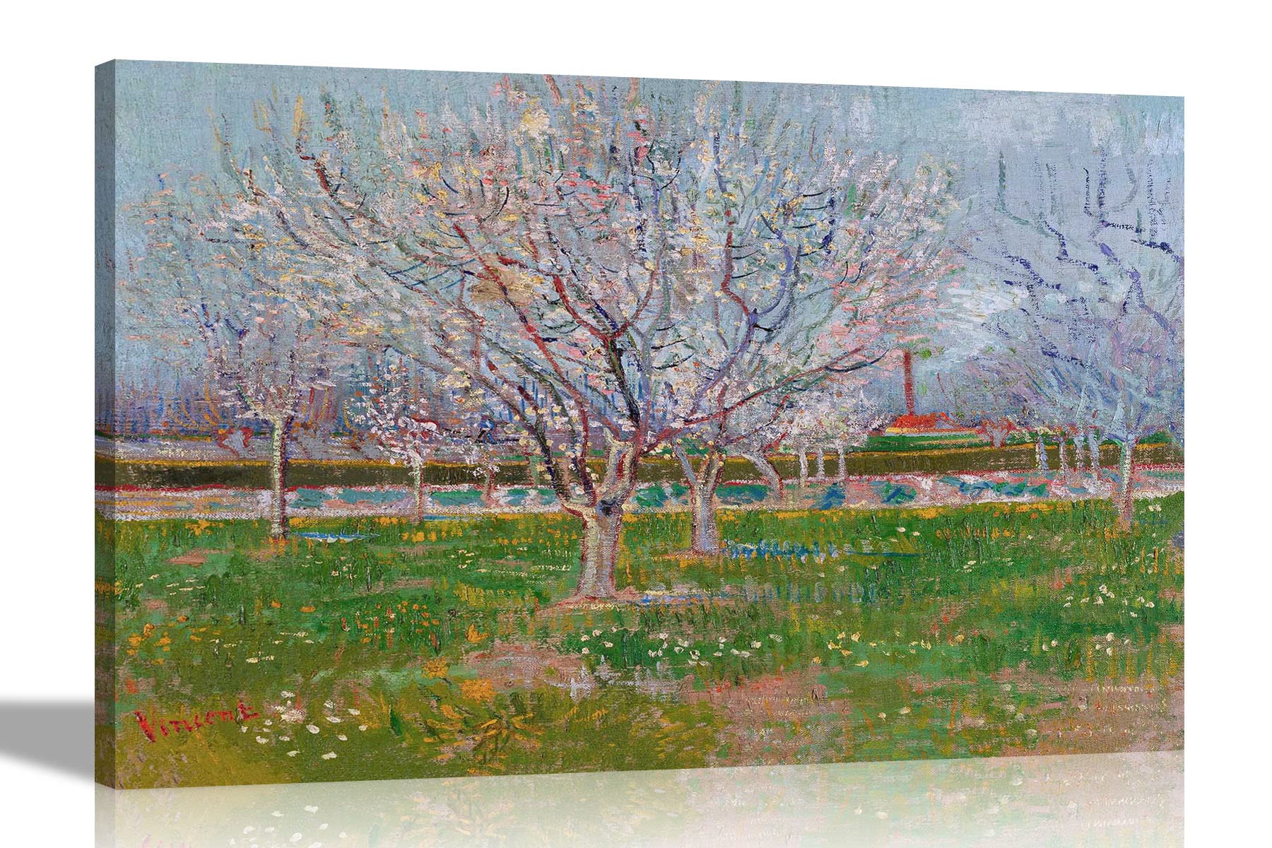 Artley Prints Orchard In Blossom Apricot Trees By Vincent Van Gogh Canvas Wall Art L Landscape Colourful Framed Pictures L Landscape Artwork Large 76 X 50Cm (30 X 20 Inches)