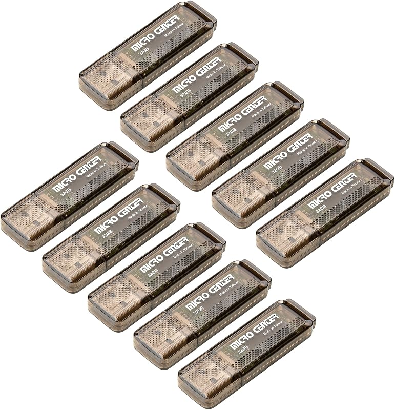 Micro Center SuperSpeed ​​Paquete de 10 unidades flash USB 3.0 de 32 GB, marrón | Alta velocidad de transferencia, 10 veces más rápida que la unidad USB 2.0, indicador de luz LED, tipo A, almacenamiento de datos y copia de seguridad