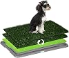 PawHut Dog Toilet with Grass 67 x 41 cm Dog Toilet Training Mat with 2 Interchangeable Artificial Grass Puppy Toilet for Small Dogs Large Dogs Older
