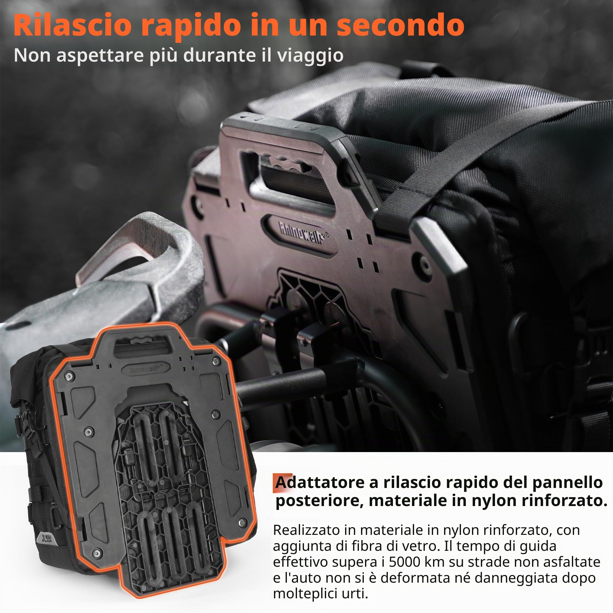 Rhinowalk Borsa da sella per moto, impermeabile, 35 l, a sgancio rapido, accessorio per moto