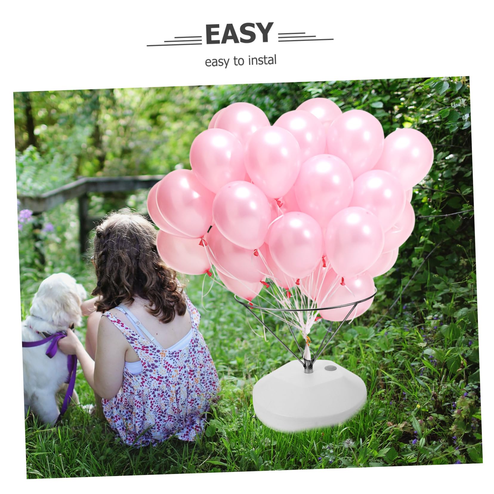 Ballonstand 1 Satz aus Kunststoff und Edelstahl für Outdoor und Hochzeit | Stabiles Ballongestell mit Großer Basis, für Unterschiedliche Größen und Formen, Halloween Party