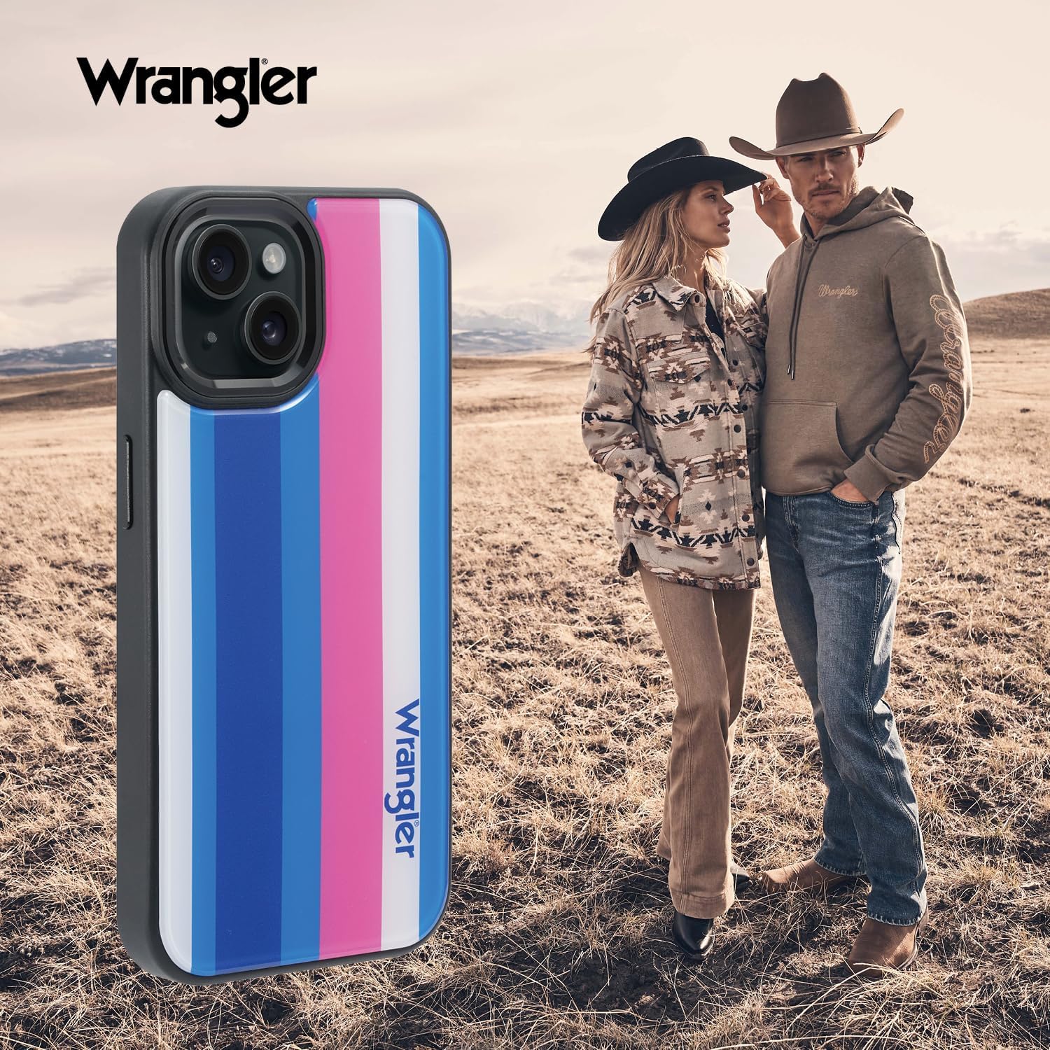 WITHit Wrangler® Multi-Striped Phone Case for iPhone 15/15 Pro/15 Pro Max, Western Design, MagSafe Compatible (Wildflower Ridge, iPhone 15 Pro Max)