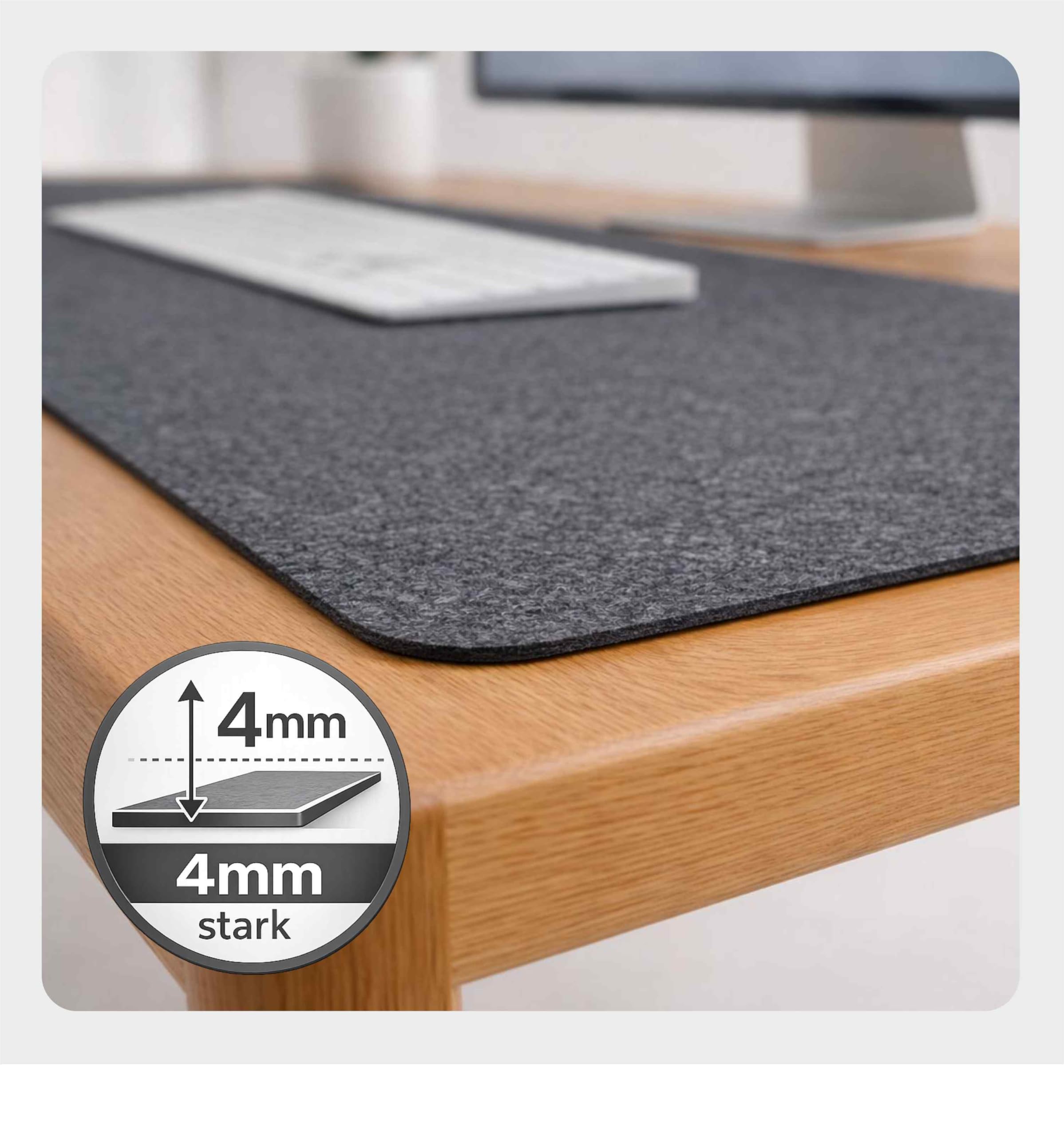 rPET-Filz-Schreibtischunterlage 50 × 90 cm, Shadow | für Schreibtisch und Homeoffice; inkl. Antirutschunterlage