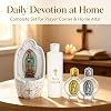 Set de 4 Frascos de Agua Bendita de la Virgen de Guadalupe, Regalos Católicos | Incluye frasco de porcelana, botella de plástico de 4oz, botellas de vidrio de 0.5oz. Ideal para colgar en la entrada del hogar, viajes, uso en iglesia. 7