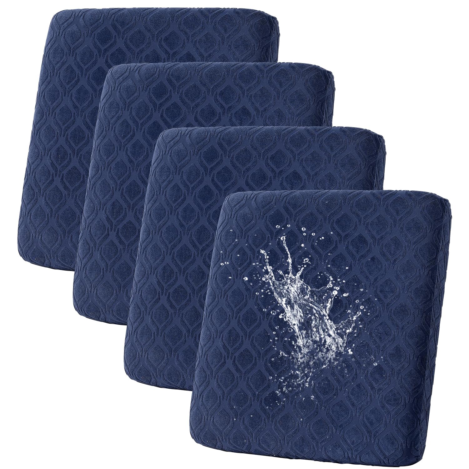 SHANNA Sofa Seat Cushion Slipcovers: 4Pcs Modern Printed Couch Cushion Cover Waterproof Patio Cushions Removable Couch Cushion Slipcovers Suitable for Armchair, Sofa Seat Slipcover (Navy Blue) โ image 1