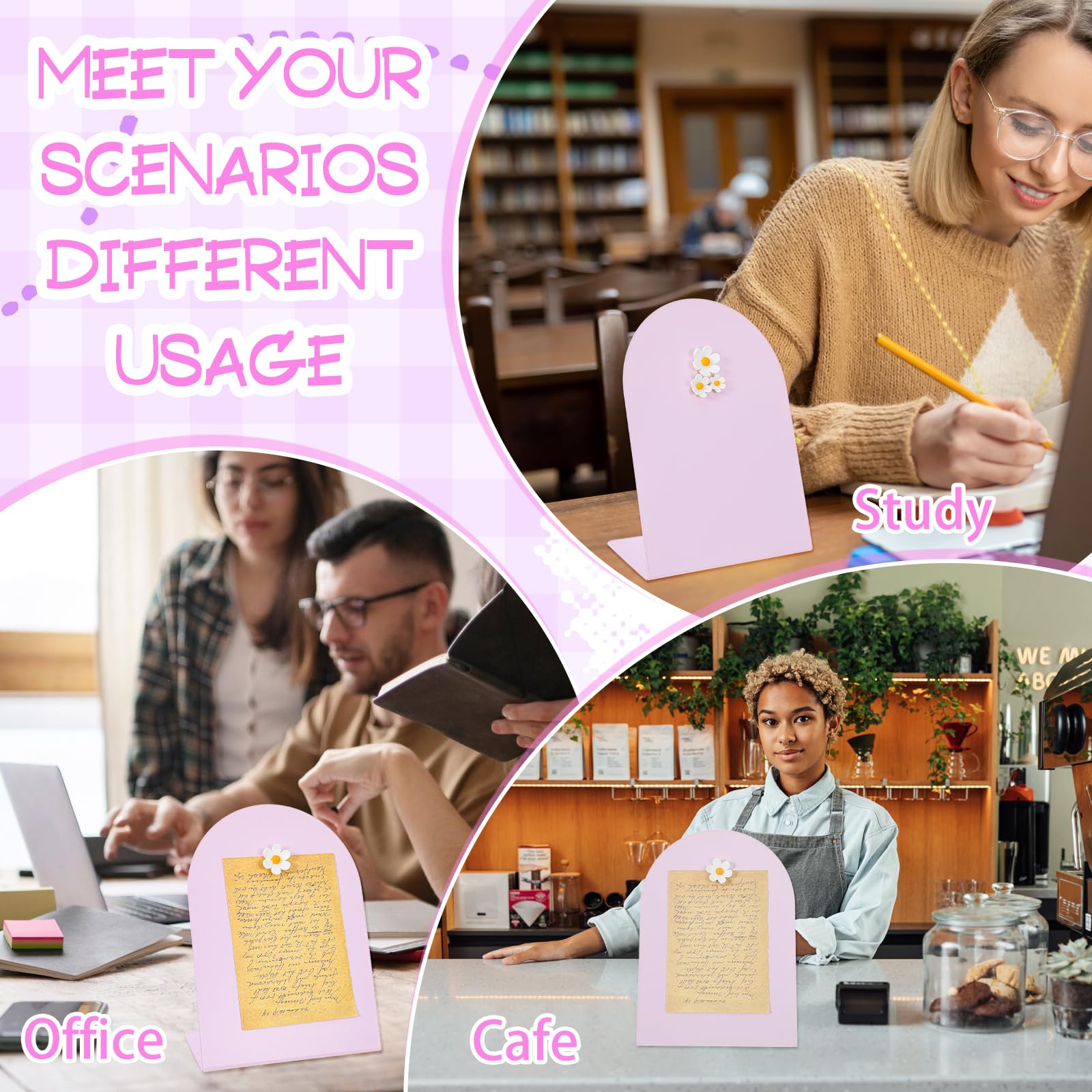 2 Pcs Desk Magnetic Bulletin Board Pink Memo Board - View #7