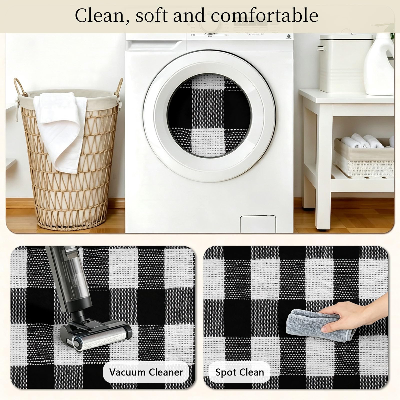 Tappeto rotondo con motivo a scacchi bianco e nero, minimalista, alla moda, 200 cm, per soggiorno, camera da letto, morbido e senza pelucchi, antiscivolo, sottile e leggero