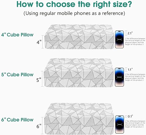 Miniatura 6 de Almohada cúbica para dormir de lado (24 x 12 x 5 pulgadas, mediana), almohadas de espuma viscoelástica, almohadas de apoyo para el cuello para
