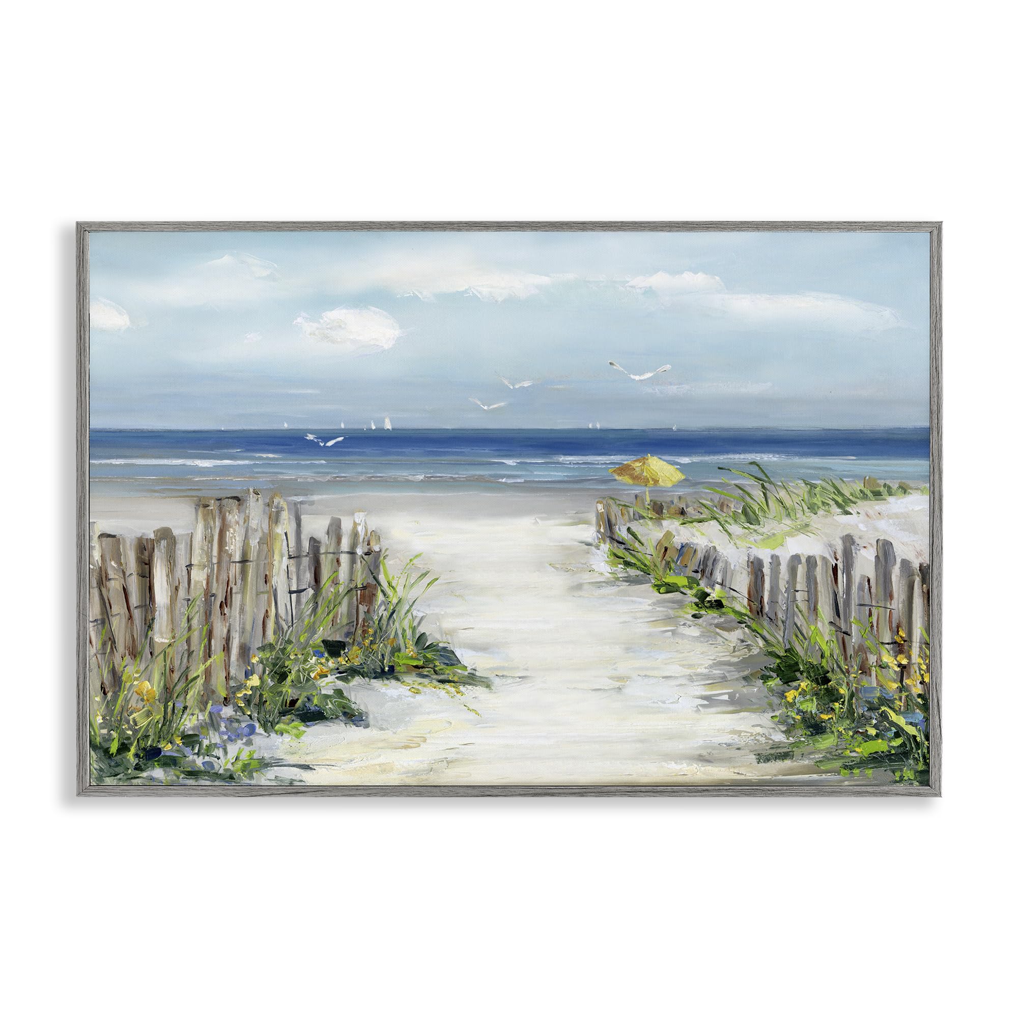 Stupell Industries Farmhouse Gray (Textured) Sunlit Dune Path To Ocean, 20 X 30 Inch Framed Giclée Print