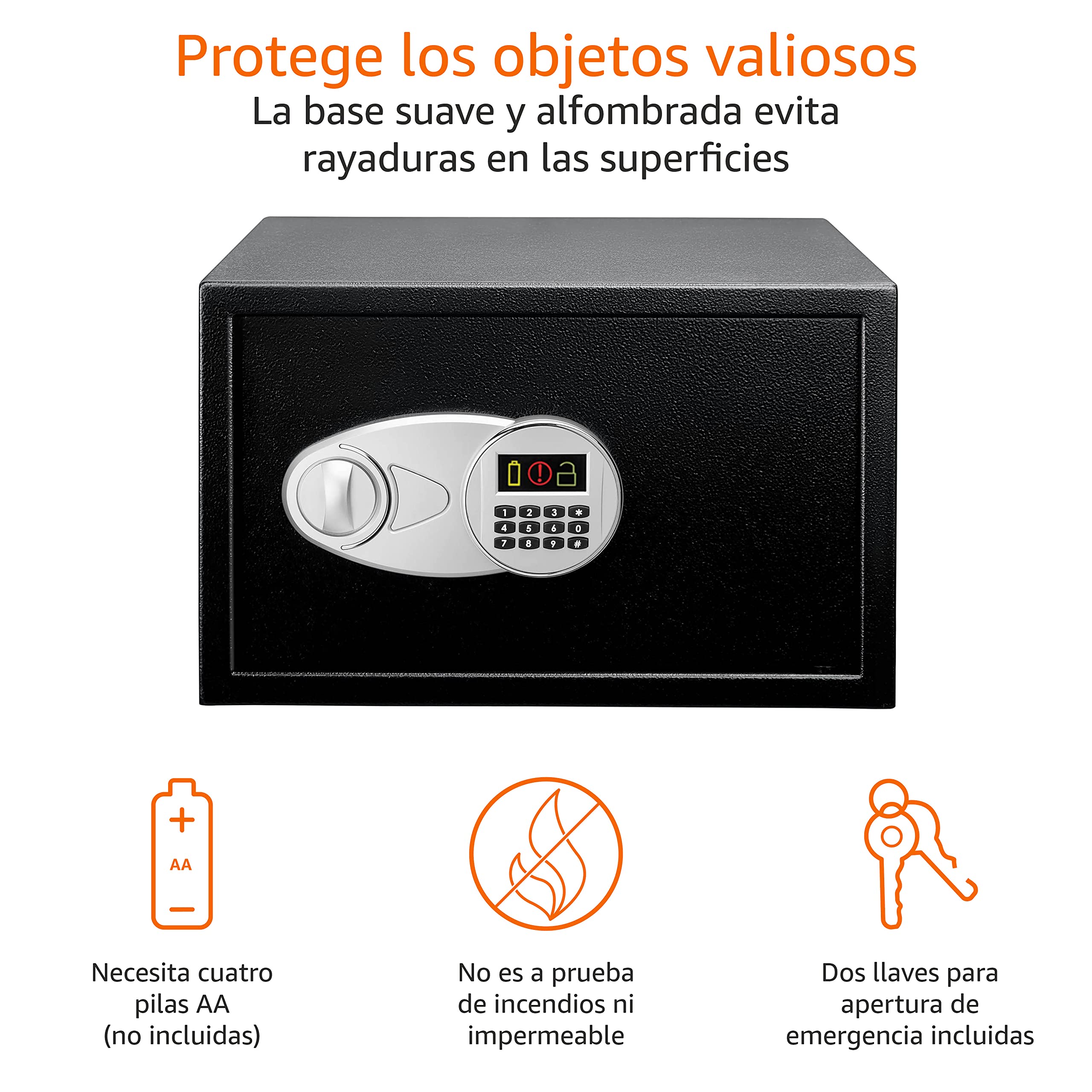 Amazon Basics Caja Fuerte de Seguridad de Acero con Cerradura con Teclado, Protege Dinero, Joyas, Documentos de identificación, 14 l, 35 cm x 25 cm x 25 cm, Color Negro — view 31