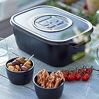 Vista 6 de Emile Henry, Caja de almacenamiento de queso negro/bandeja para servir, 12 x 8 x 4.4 pulgadas