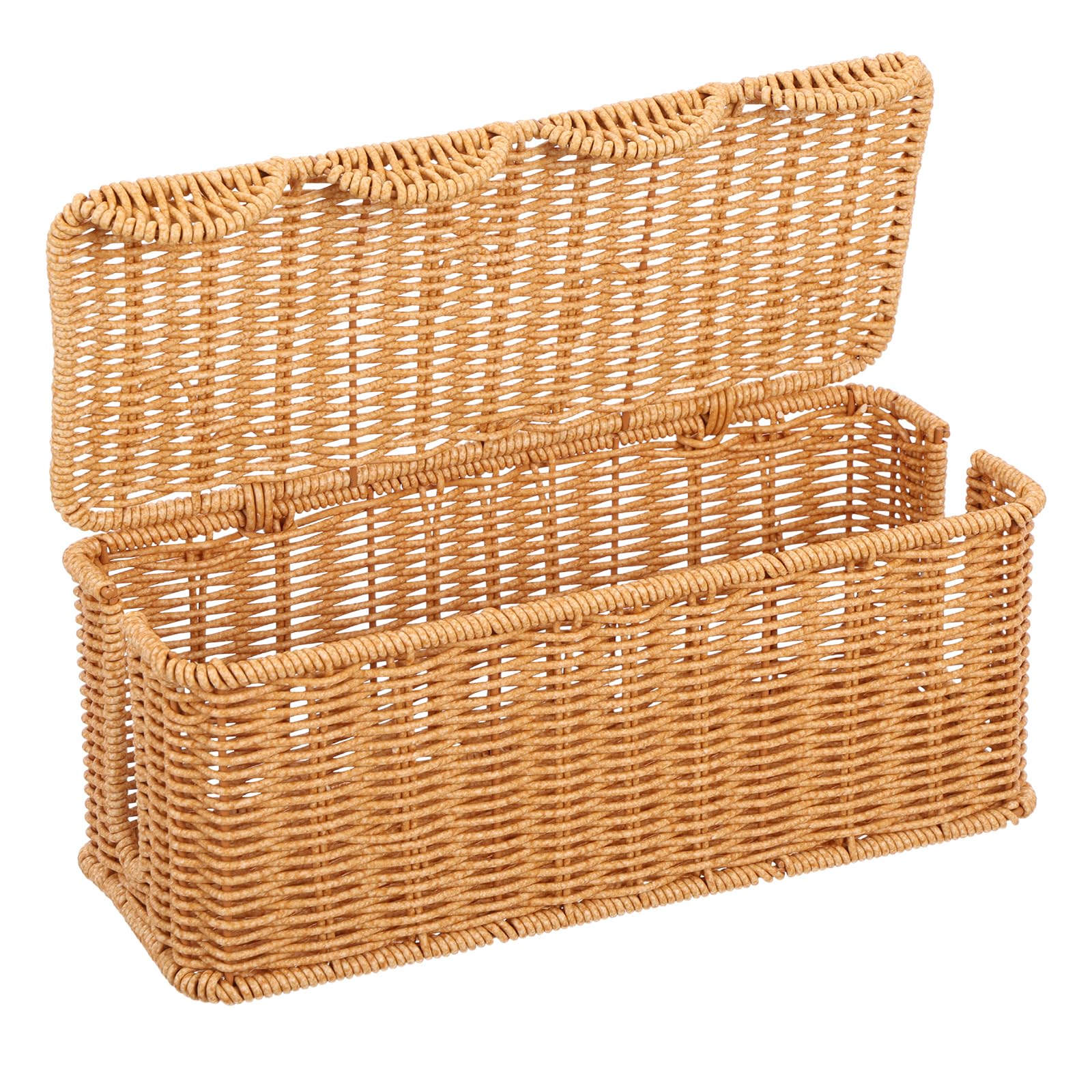 Scalloped Edge Handmade Cable Management Box — Elegant Plastic Rattan Cable