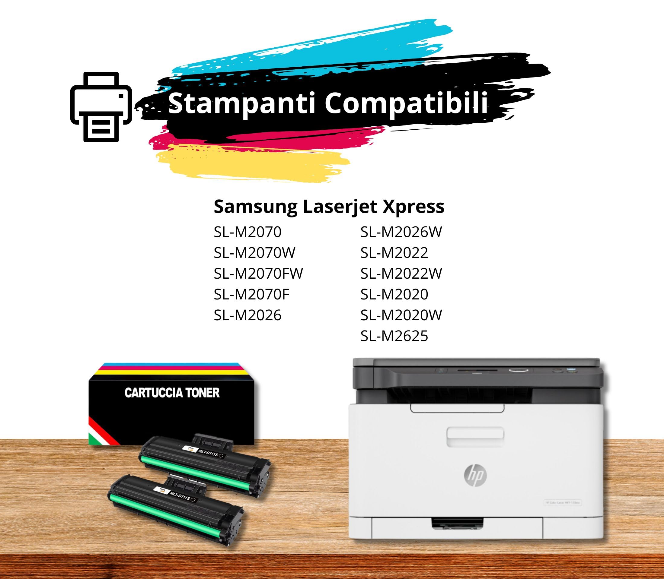 MLT-D111S Sostituzione Compatibile per Samsung D111S MLT-D111L Toner per Xpress M2026W M2026 M2070FW M2070 M2070W M2070F M2020 M2020W M2021 M2021W M2022 M2022W M2071 M2071W M2078W (Nero, 2-Pack)