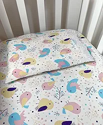 Jogo de Lençol 02 Peças Berço Americano 100% Algodão Estampado ou Liso (Passarinho)