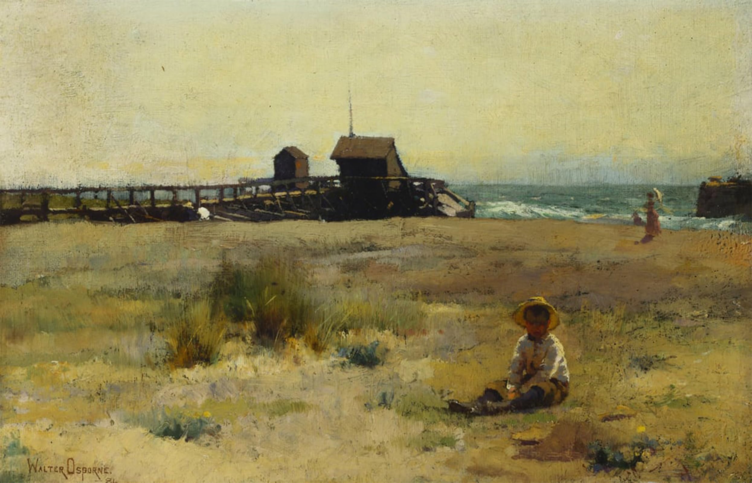 SERENDIPITP Retro Picture Poster Wall Art Pictures Painting Boy on a Beach by Walter Frederick Osborne Wall Art Canvas Print for Wall Decor 60x90cm