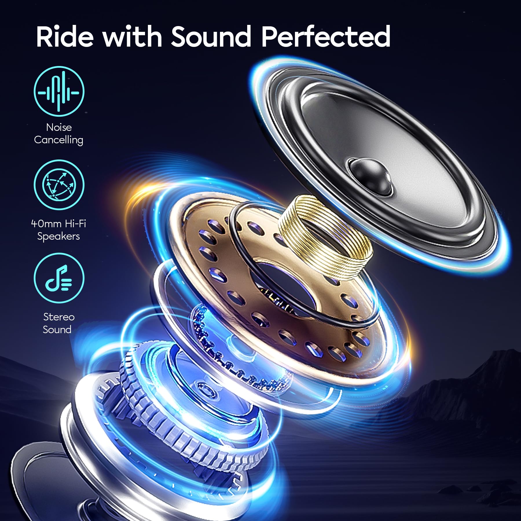 BETOWEY Interfono Bluetooth BT-S5 Per Moto, Dotato Di Bluetooth V5.3, Audio Multitasking, Due Tipi Di Microfoni, Adatto A 10 Piloti, Confezione Singola