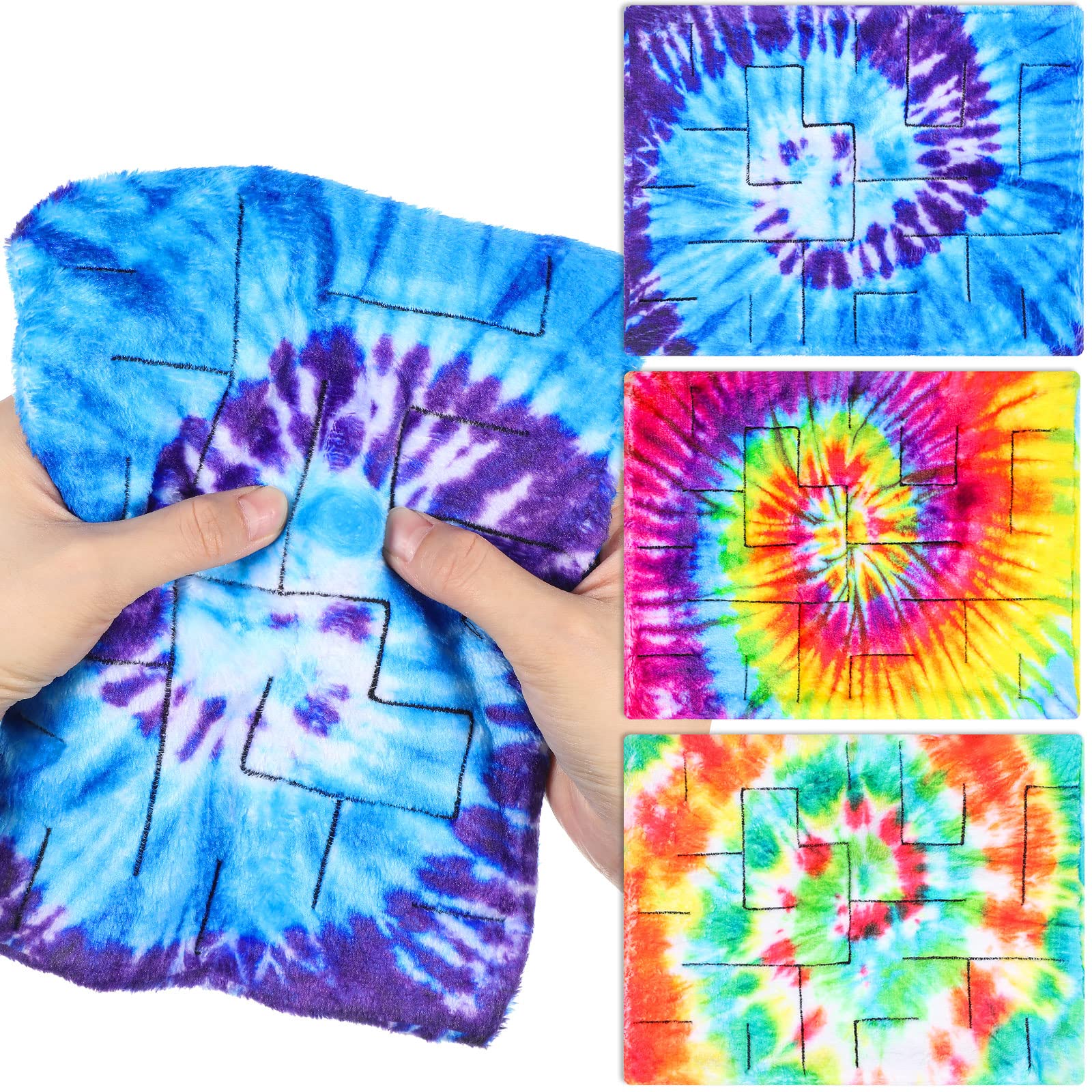 3 Pcs Fidget Marble Maze Mat Tie Dye Marble Maze Mat Stress Relief Toys Sensory Fidget Calming Anxiety Relief Toys for School Classroom Teens, Reduce Anxiety and Improve Focus, 8.7 x 6.3 Inch