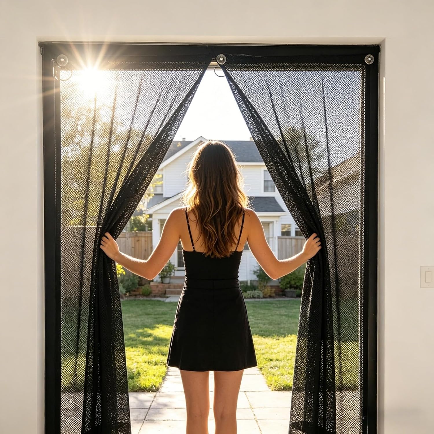 Moyishi Privacy Window Sunshade Mesh,No Drill Cordless Light Filtering Window Shade with Suction Cups,for Living Room, Bedroom, Cars Sunlight Blocker (63'' W x 78'' H)