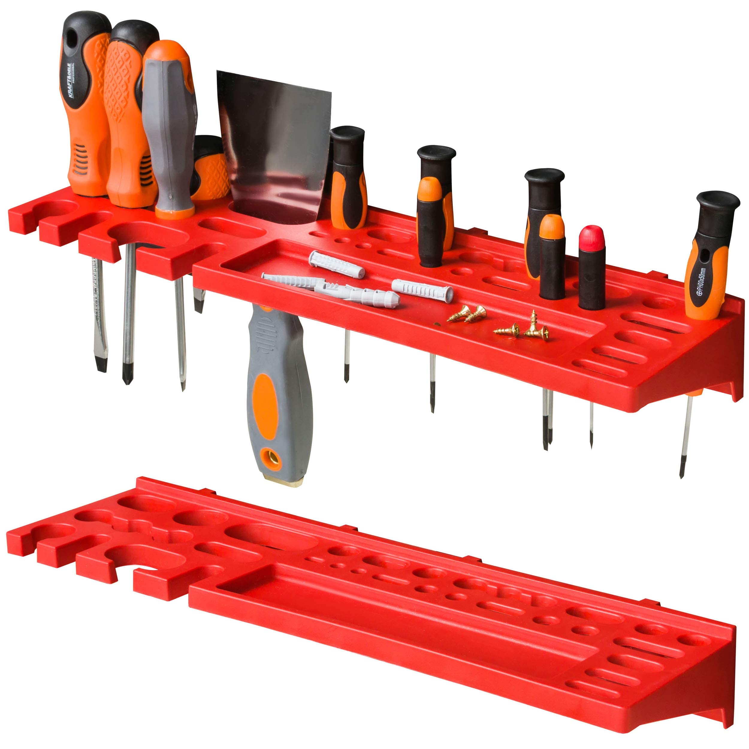 botle Scaffalatura da Parete, Supporto per Attrezzi, Scatole di Plastica Impilabili, Scaffali a Vista per Magazzini e Officina, Pannelli da Parete Extra Forti, Espandibili (Rosso 4)