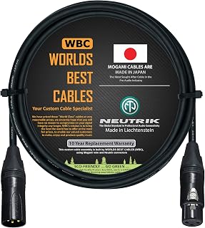 WORLDS BEST CABLES 75 CM - Balanced Microphone Cable CUSTOM MADE using Mogami 2549 (Black) wire and Neutrik NC3MXX-B & NC3FXX-B Gold XLR Plugs