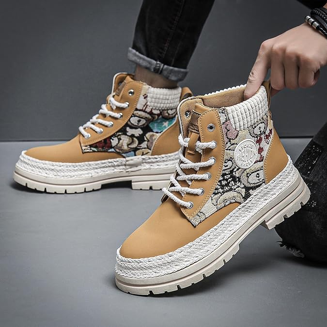 Men's High-top Boots with Non-Slip Soles for Outdoor Walking in Any Season