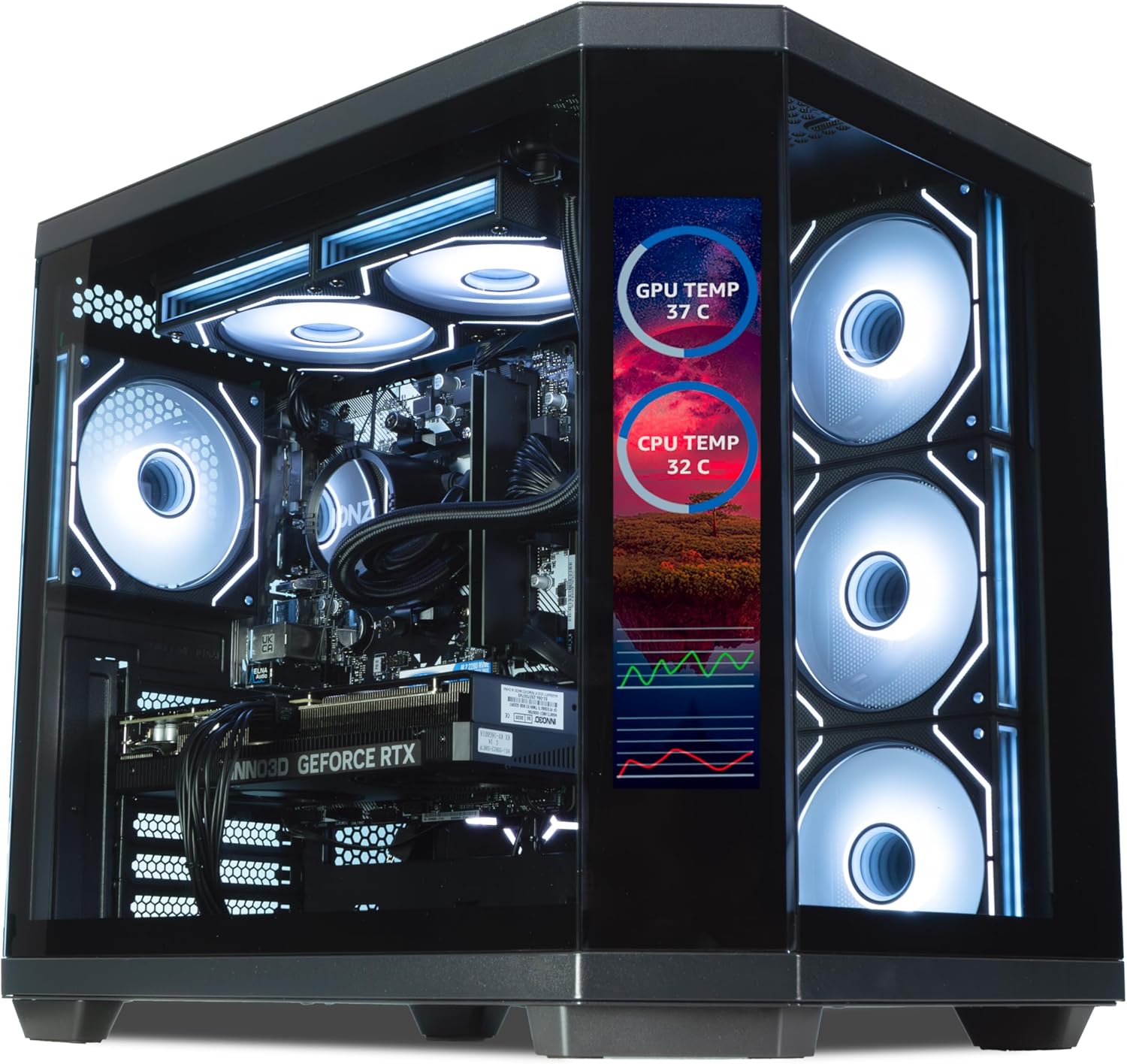 ionz Gaming PC - Desktop Computer, Ryzen 7 5800X, Nvidia RTX 5070 2X OC 12GB, 32GB RGB RAM, 1TB NVMe SSD, 240 mm AIO, 650W 80 PSU, WiFi, Windows 11, Apex Vision, Black