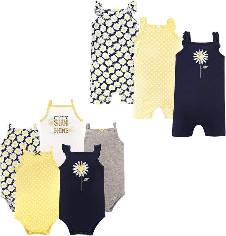 baby-girls Cotton Bodysuits and Rompers, 8-piece