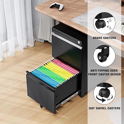 Miniatura 5 de STANI Archivador de 3 cajones archivador de metal tamaño legalcarta con cerradura gabinete de almacenamiento móvil para el hogar y la oficina