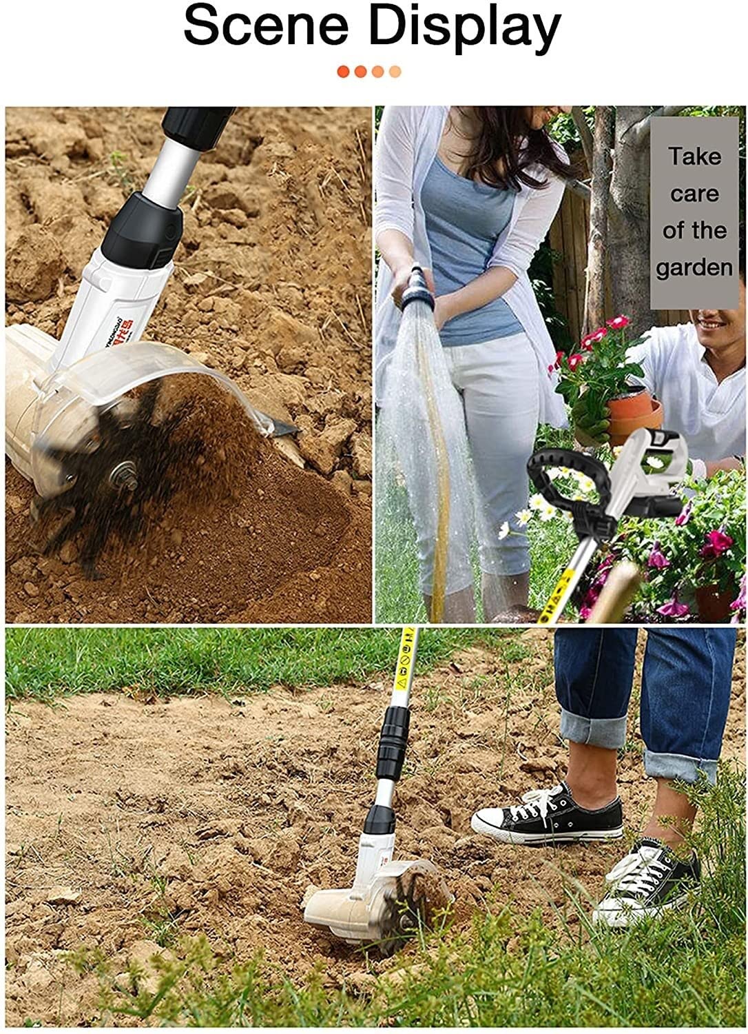 Cortacésped eléctrico inalámbrico con batería Recargable de 2000Mah, cultivador de jardín, cultivador de Mano eléctrico, azada, cultivador de jardín portátil