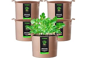 VIVOSUN 5-Pack 25-Gallon Fabric Grow Bags with Handles in Tan