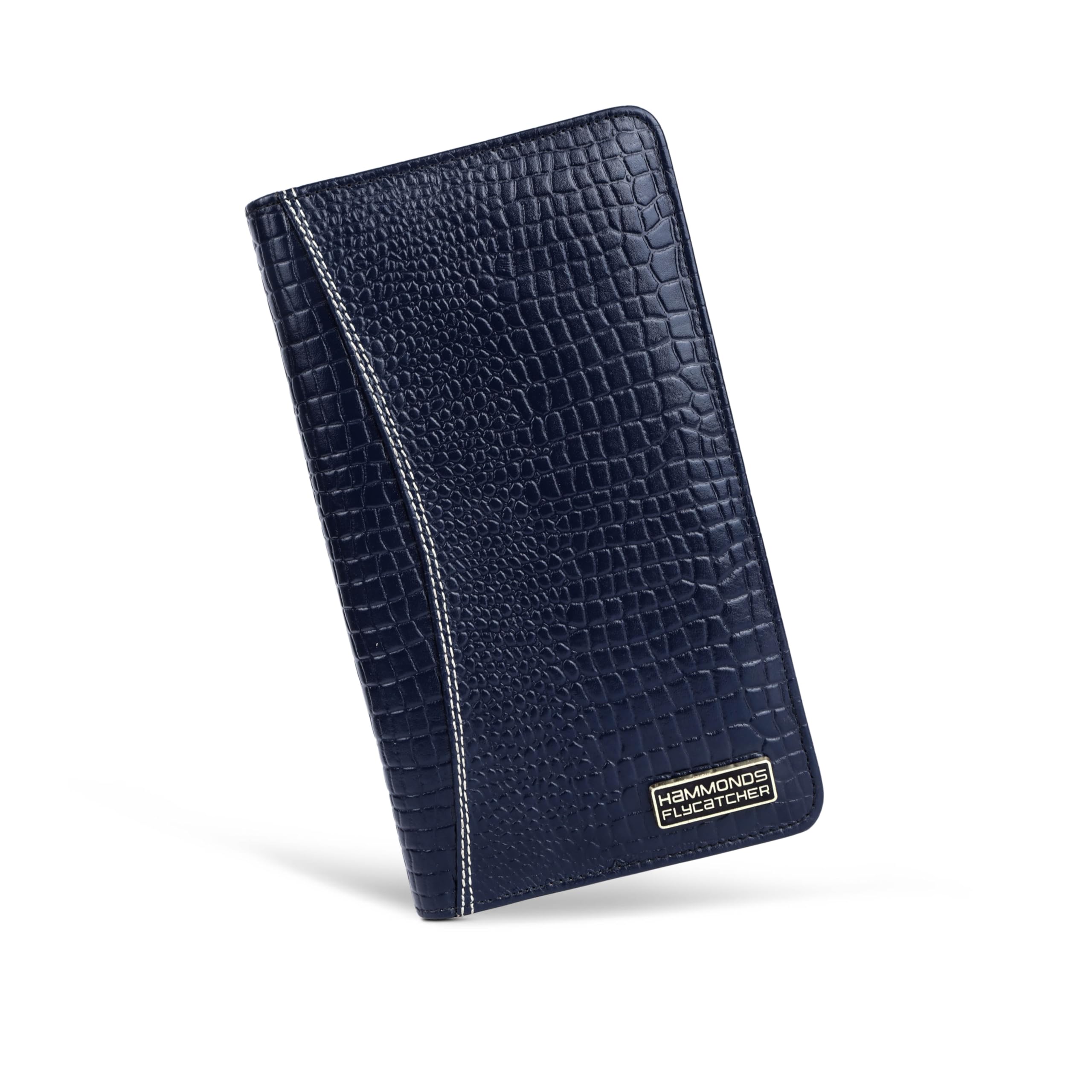 Genuine Leather Passport Cover for Men, Passport Cover for Women, RFID Passport Holder for Men, Travel Accessories for Man, Passport Bag, 7 ATM Card Slots - Croc Blue