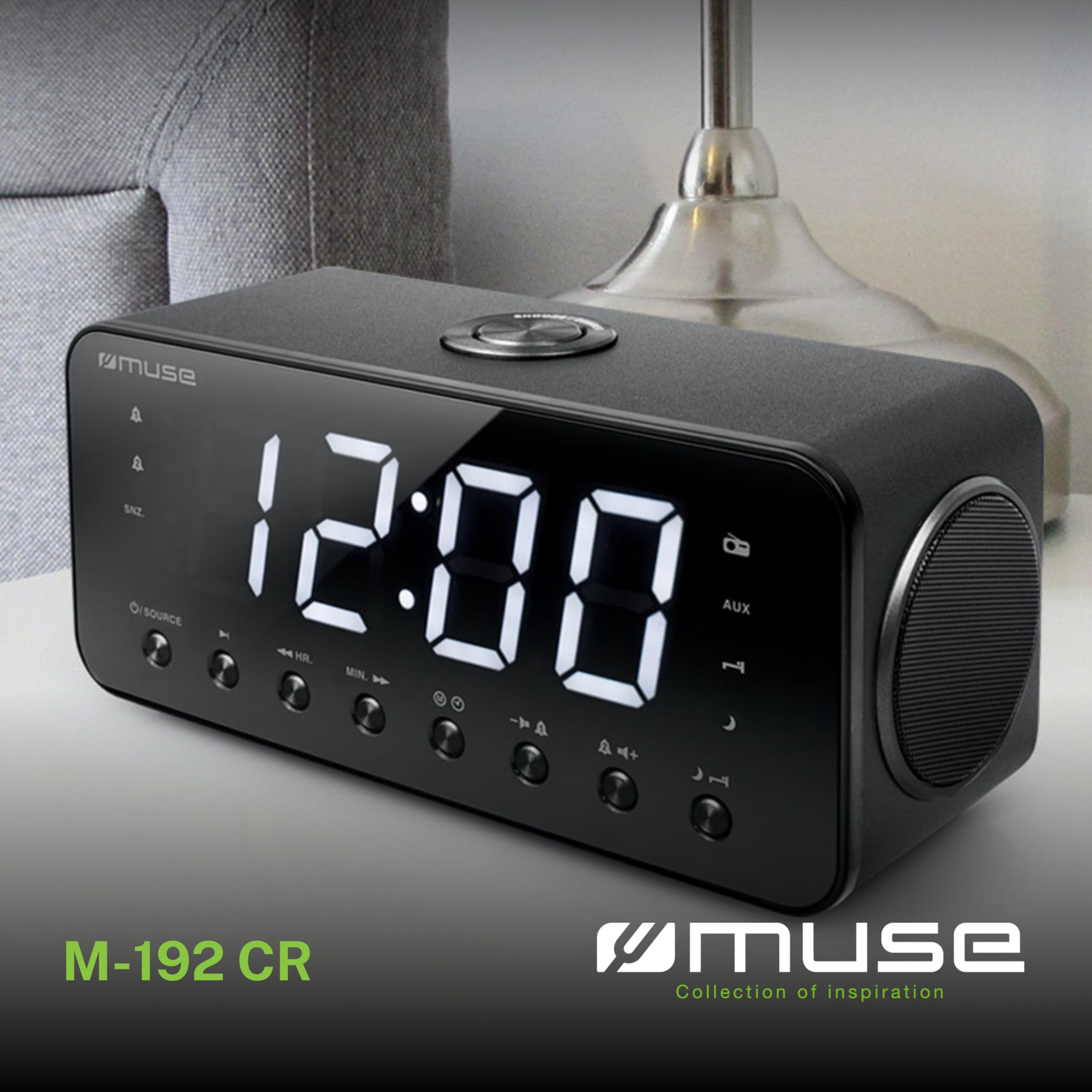 Muse Reloj Radio con Pantalla Jumbo Dual Alarma (Función de repetición/Nanas/Nap)