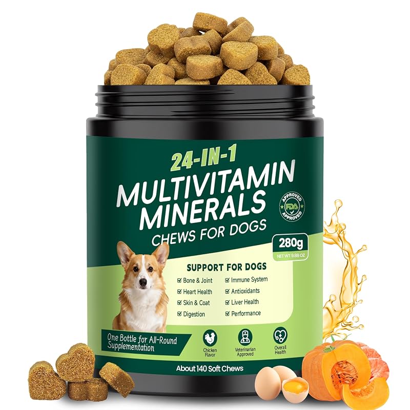 Multivitamínico para Cães Mastigável EIZA 24 em 1 Sabor Frango, 140 Unidades