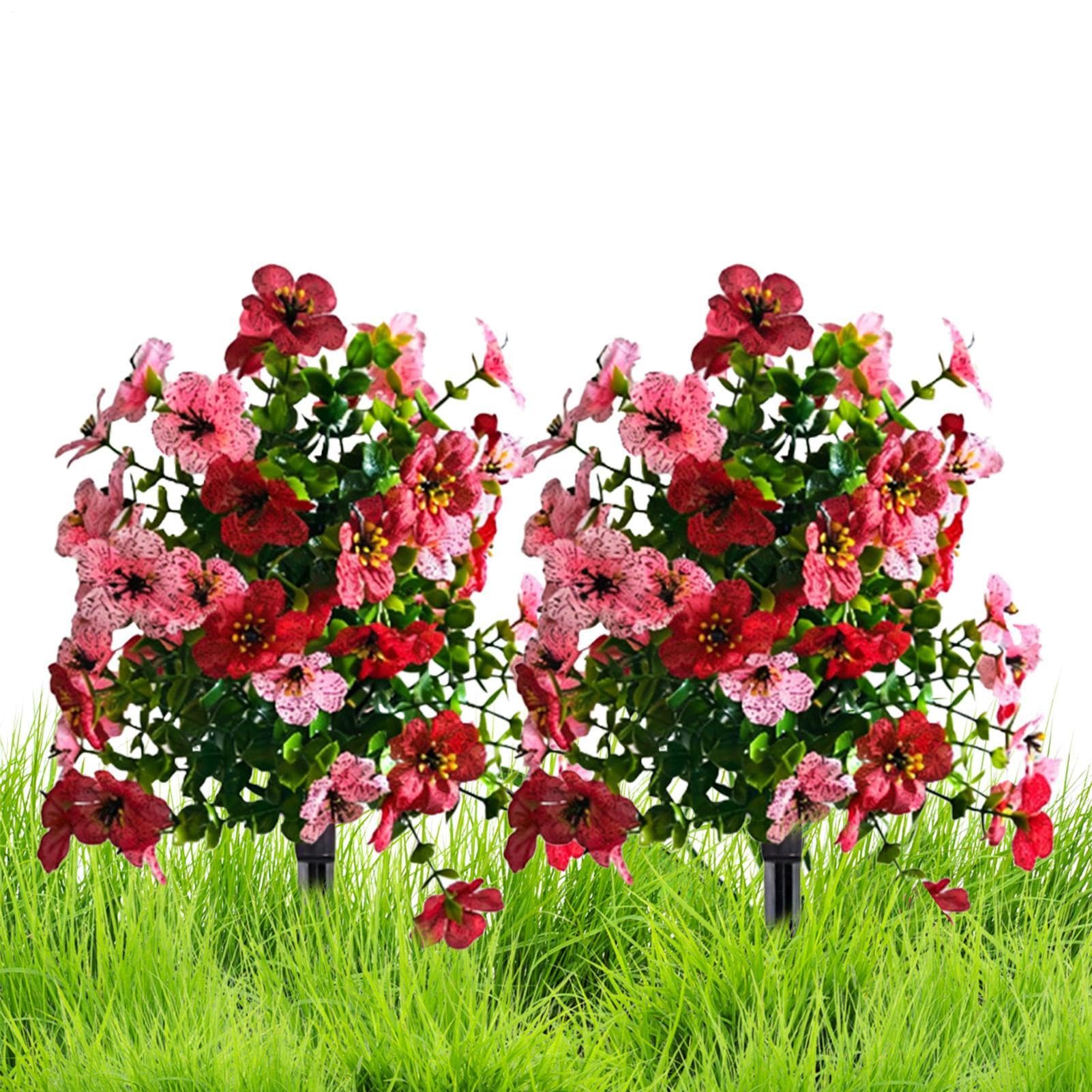 Plantes artificielles d'extérieur en lot de 2 avec piquet de fixation pour jardinière