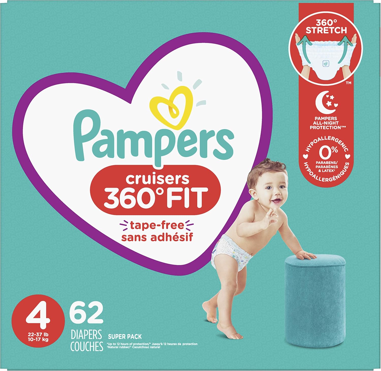 Pañales tamaño 4, 62 unidades – Pampers Pull On Cruisers 360° Fit