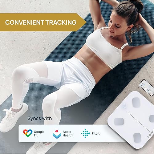 Vista 3 de INEVIFIT Báscula inteligente de grasa corporal, analizador digital de composición corporal de baño Bluetooth de alta precisión, mide peso, grasa