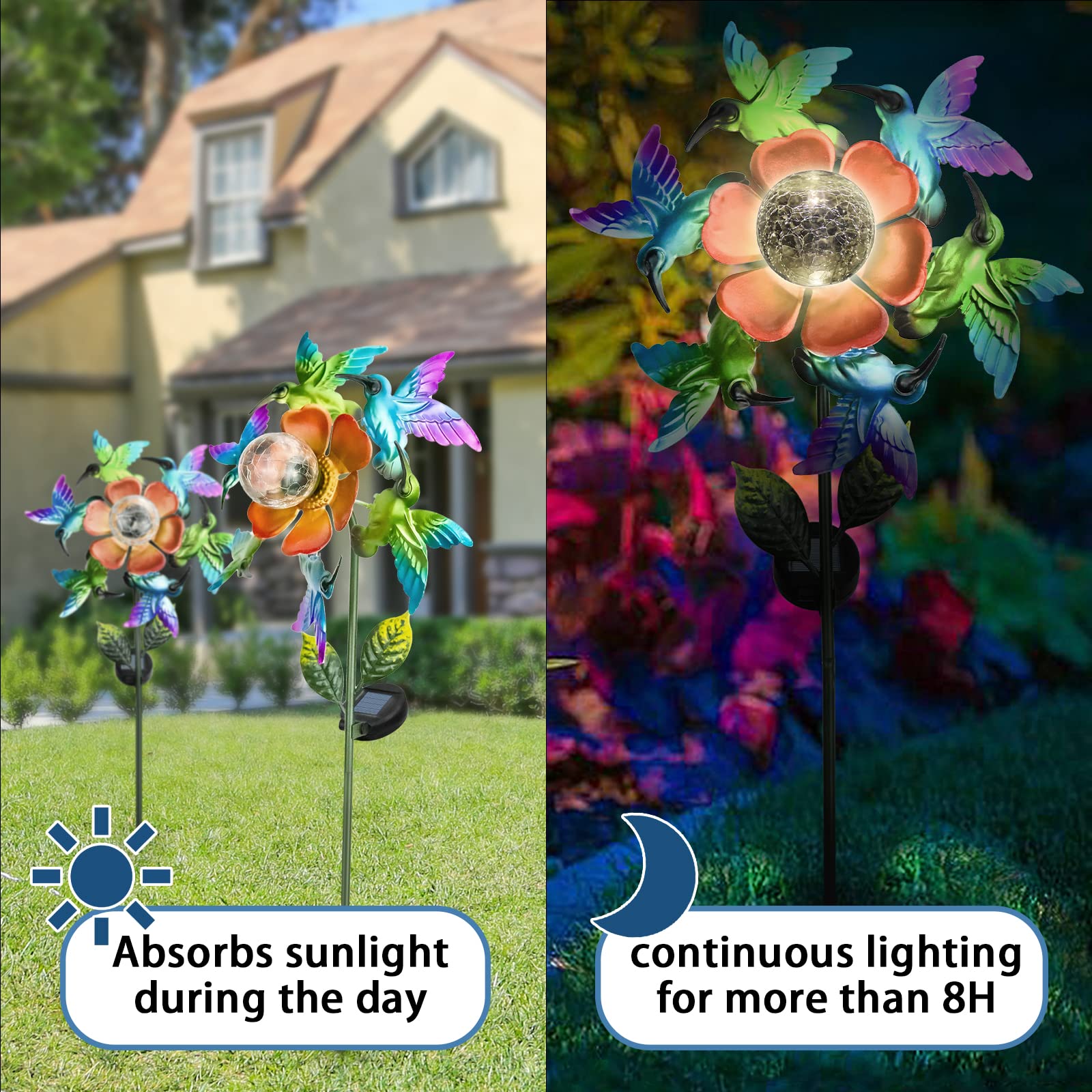 Solar Wind Spinners Hummingbird Spinner, Waterproof Outdoor Metal Wind Sculpture for Yard and Garden, Lawn & Garden Decor (windmill1)