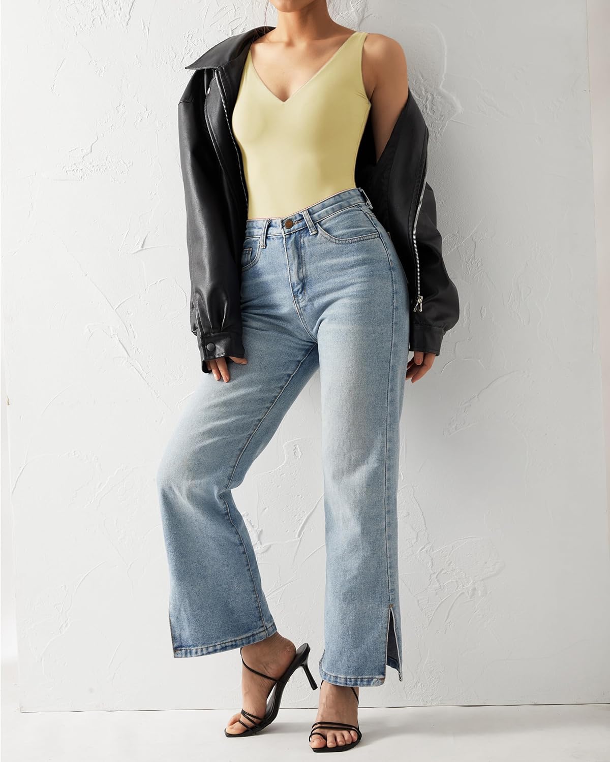 SUUKSESS Women 2 Piece Thong Bodysuit Sexy V Neck Backless Sleeveless Tank Tops - Image 3