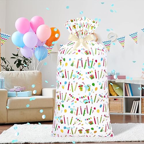 Miniatura 4 de Ctosree 2 bolsas de regalo grandes de 80 x 60 pulgadas para regalos gigantes, bolsa de plástico extra grande para regalos enormes bolsas de