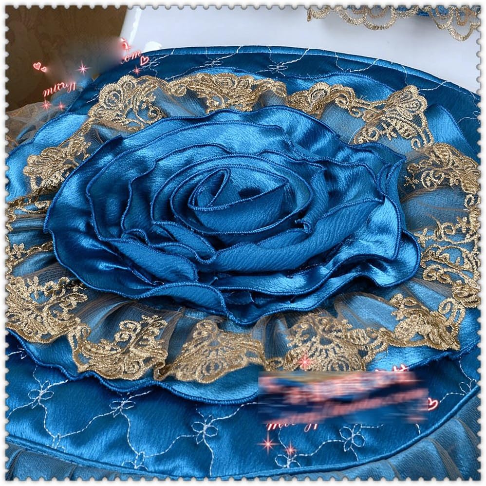 WSHINE Floral Lace Toilet Accessories Tank Cover + Lid Cover + Toilet Seat Cover (Blue) : Home & Kitchen
